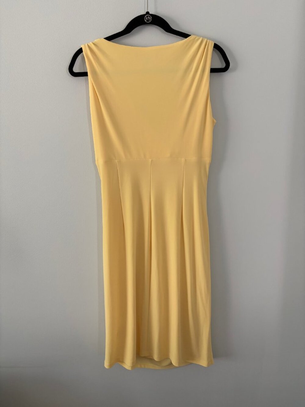 Lauren Ralph Lauren Yellow Ruched Front V Neck Dress Size 8 - Picture 3 of 4